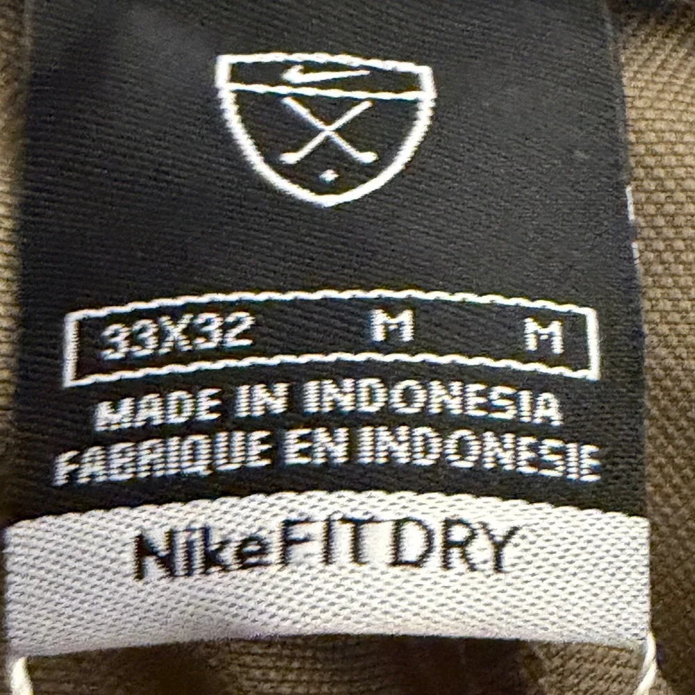 Nike Golf Fit Dry Pleated Cuffed Pants Mens 33x32 Brown Khaki Trousers NEW